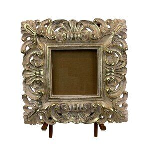 Picture Frame Baroque Rococo Leafy Scrollwork Shells Gold Pink Ornate Square